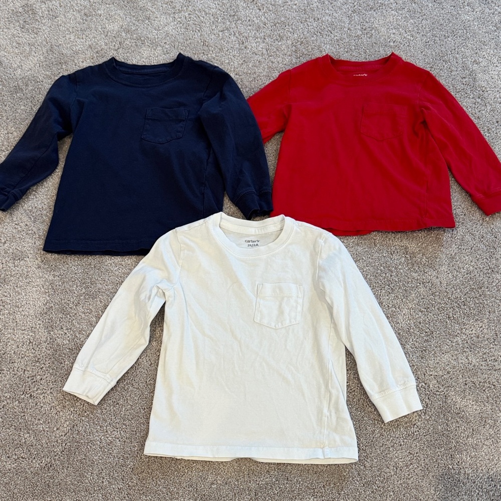 Carters Kids Long Sleeve Trio - Navy, Red, White
